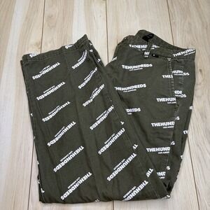 The Hundreds Slant All Over Print Pants Olive Green Mens Size 32x26 Stretch